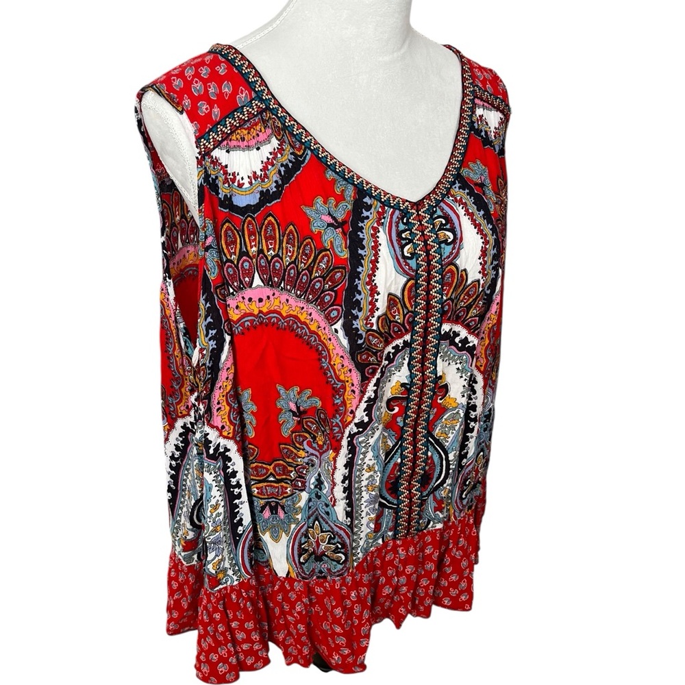 Bila boho Indian floral embroidered mixed print flowy tank XXL casual relaxed - Picture 8 of 8
